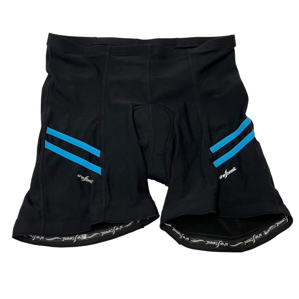 Shebeest Bike Shorts Black Padded L Cycling Performance Gripper Leg Bands